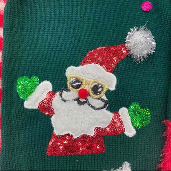 United States Sweaters SZ XL Christmas Holiday Santa Cardigan Winter Comfy Green - Picture 3 of 11
